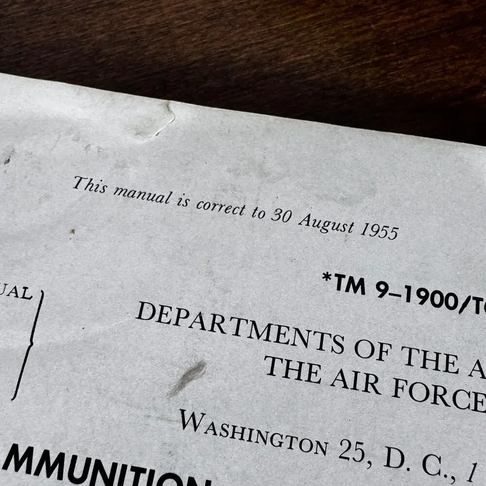 Vintage 1956 Army Air Force Ammunition General Manual TM 9-1900